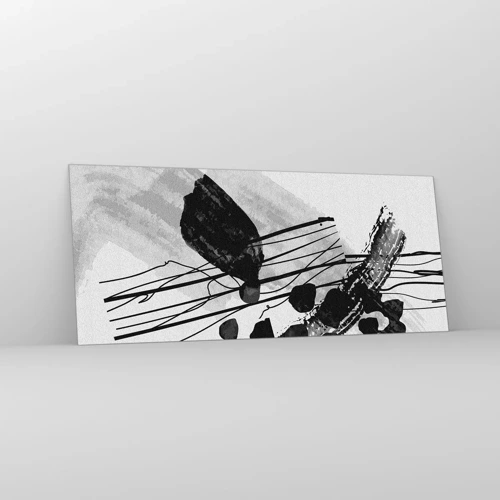 Schilderen op glas - Zwart-wit organische abstractie - 120x50 cm