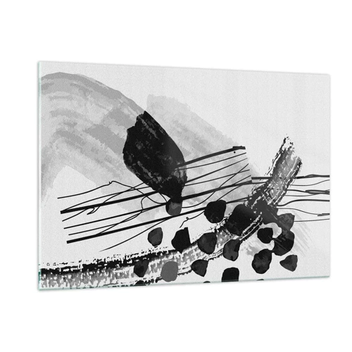 Schilderen op glas - Zwart-wit organische abstractie - 120x80 cm