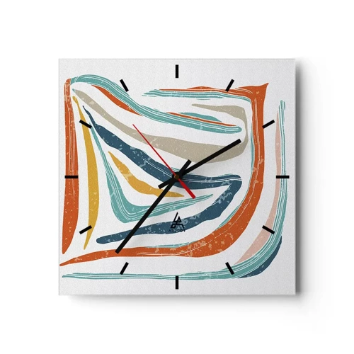 Wandklok - Klok - Abstractie met een vriendelijke glimlach - 40x40 cm