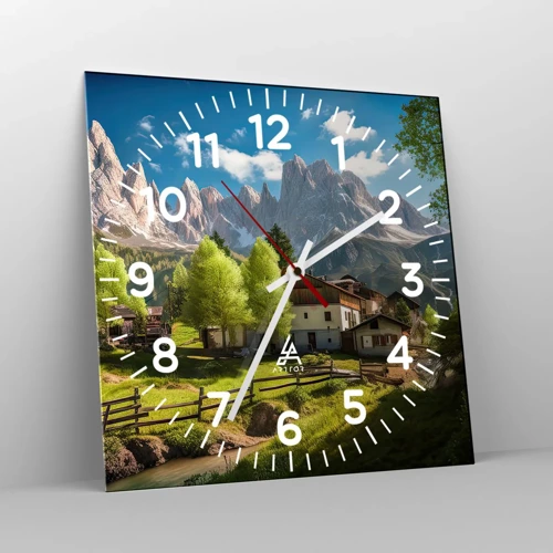 Wandklok - Klok - Alpine idylle - 30x30 cm