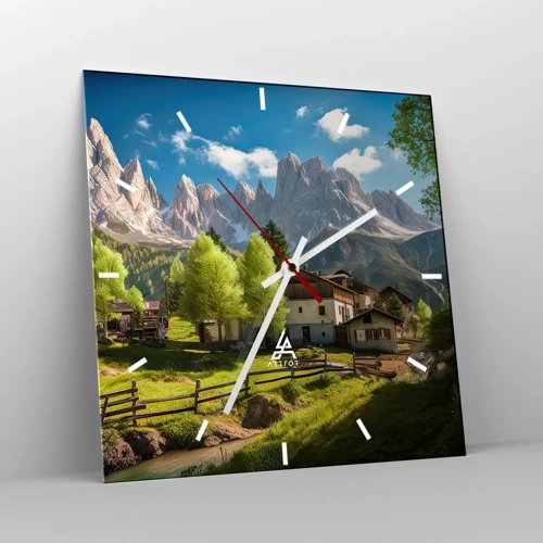 Wandklok - Klok - Alpine idylle - 40x40 cm