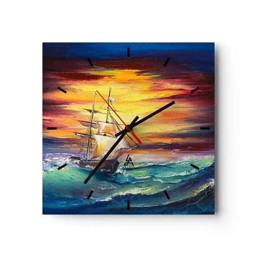 Wandklok - Klok - Dapper onder de golven - 40x40 cm