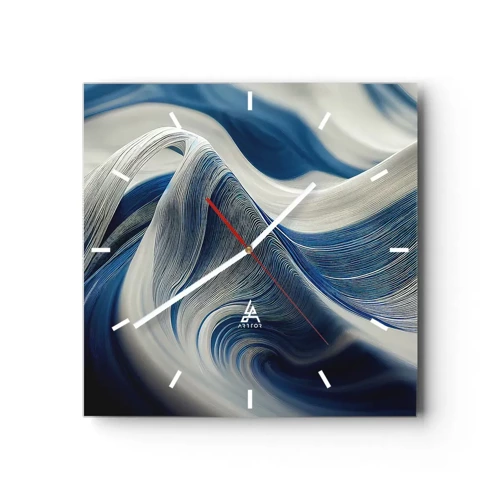 Wandklok - Klok - De vloeibaarheid van blauw en wit - 30x30 cm