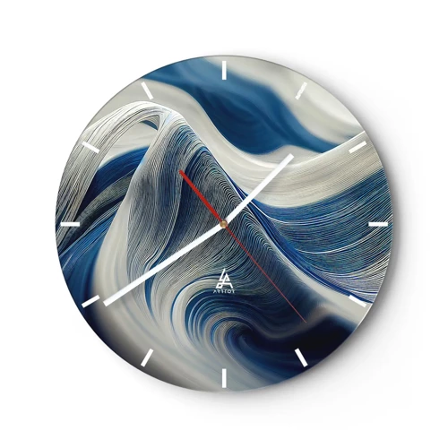 Wandklok - Klok - De vloeibaarheid van blauw en wit - 30x30 cm
