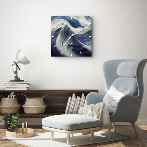 Wandklok - Klok - De vloeibaarheid van blauw en wit - 40x40 cm