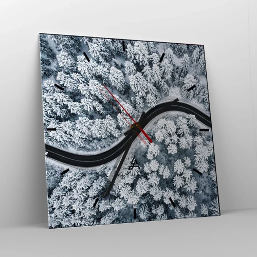 Wandklok - Klok - Door het winterbos - 30x30 cm