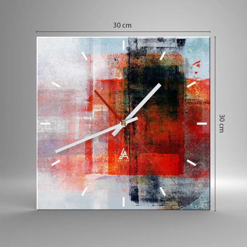 Wandklok - Klok - Een gloeiende compositie  - 30x30 cm