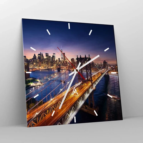 Wandklok - Klok - Een stralende brug naar het hart van de stad - 30x30 cm