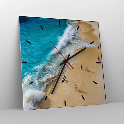 Wandklok - Klok - En dan de zon, het strand… - 40x40 cm
