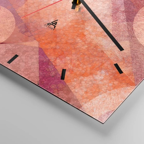 Wandklok - Klok - Geometrische transformaties in roze - 30x30 cm