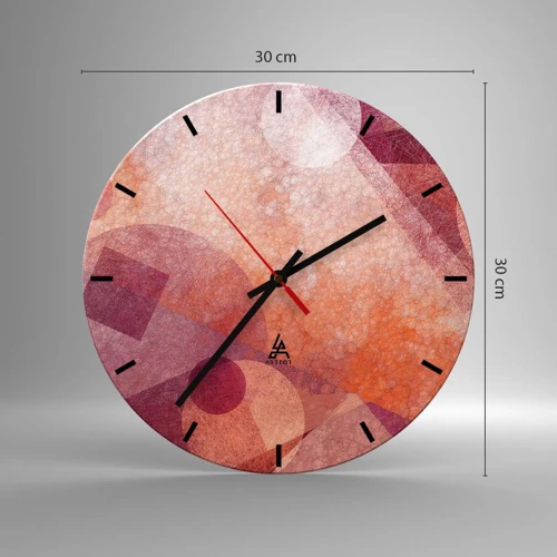 Wandklok - Klok - Geometrische transformaties in roze - 30x30 cm