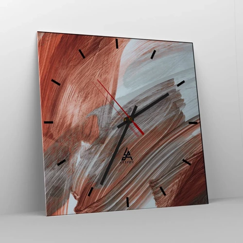 Wandklok - Klok - Herfst en winderige abstractie - 30x30 cm