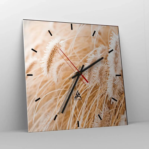 Wandklok - Klok - Het gouden geritsel van het gras - 40x40 cm