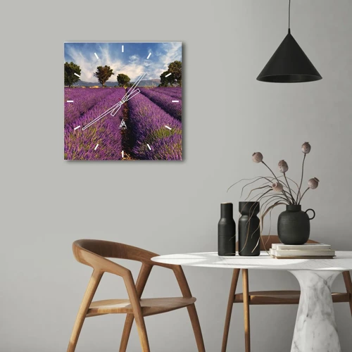 Wandklok - Klok - Lavendel velden - 30x30 cm