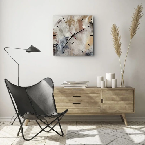 Wandklok - Klok - Mistige abstractie - 30x30 cm