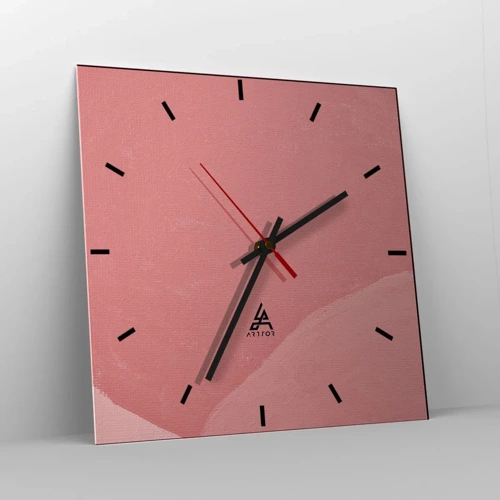 Wandklok - Klok - Organische compositie in roze - 30x30 cm