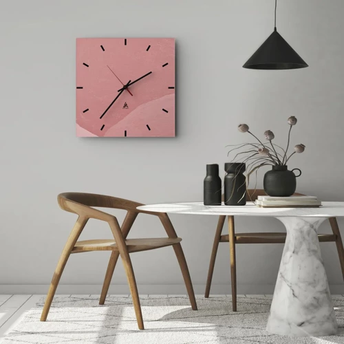 Wandklok - Klok - Organische compositie in roze - 40x40 cm
