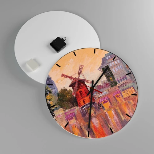 Wandklok - Klok - Parijse iconen – Moulin Rouge - 40x40 cm