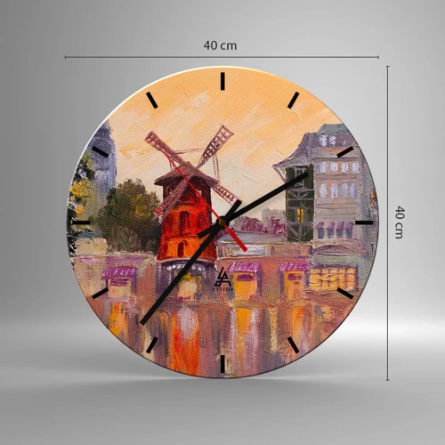 Wandklok - Klok - Parijse iconen – Moulin Rouge - 40x40 cm