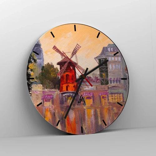 Wandklok - Klok - Parijse iconen – Moulin Rouge - 40x40 cm