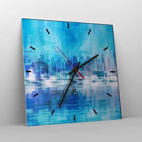 Wandklok - Klok - Verdronken in het blauw - 40x40 cm