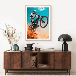 Een poster in een licht eiken lijst - Fiets waanzin demon - 40x50 cm