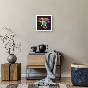 Poster - De olifant die ervan hield om in de regenboog te baden - 30x30 cm