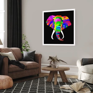 Poster - De olifant die ervan hield om in de regenboog te baden - 30x30 cm