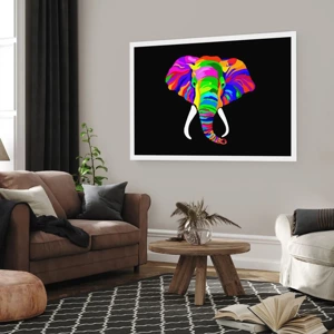 Poster - De olifant die ervan hield om in de regenboog te baden - 40x30 cm