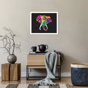 Poster - De olifant die ervan hield om in de regenboog te baden - 50x40 cm