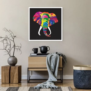 Poster - De olifant die ervan hield om in de regenboog te baden - 60x60 cm