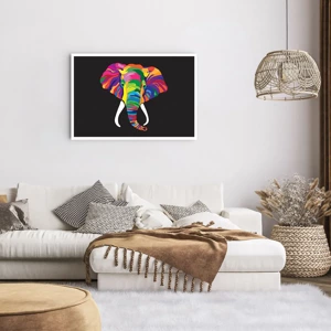 Poster - De olifant die ervan hield om in de regenboog te baden - 91x61 cm