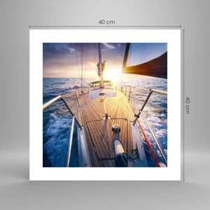 Poster - Lopend op de golven - 40x40 cm