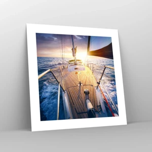 Poster - Lopend op de golven - 40x40 cm