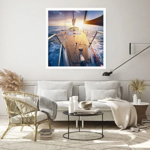 Poster - Lopend op de golven - 40x40 cm