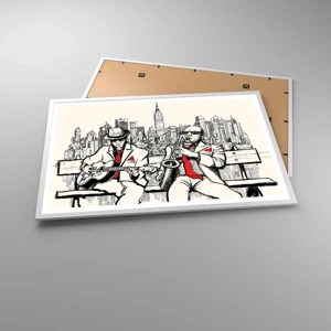 Poster in een witte lijst - Improvisatie van New York - 91x61 cm