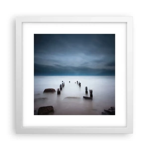 Poster in een witte lijst - Peinzend meer - 30x30 cm