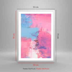 Poster in een witte lijst - Roze, blauw en een vleugje licht - 50x70 cm