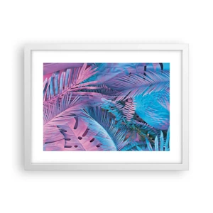 Poster in een witte lijst - Tropen in roze en blauw - 40x30 cm