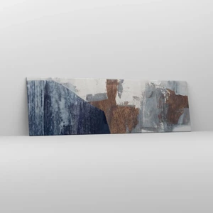 Schilderen op canvas - Blauwe en bruine vormen - 160x50 cm