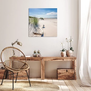 Schilderen op canvas - De mooiste zandstrand? Oostzee-strand - 30x30 cm