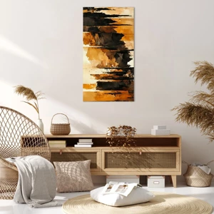 Schilderen op canvas - Harmonie van zwart en goud - 65x120 cm