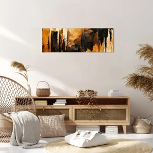 Schilderen op canvas - Harmonie van zwart en goud - 90x30 cm