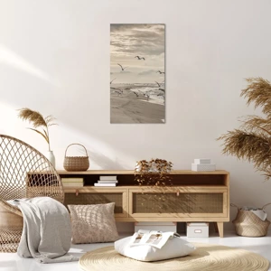 Schilderen op canvas - Het geluid van de zee, het zingen van vogels - 55x100 cm