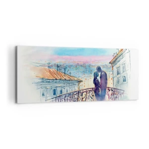 Schilderen op canvas - Parijs liefhebbers - 100x40 cm