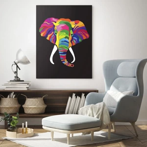 Schilderen op glas - De olifant die ervan hield om in de regenboog te baden - 50x70 cm