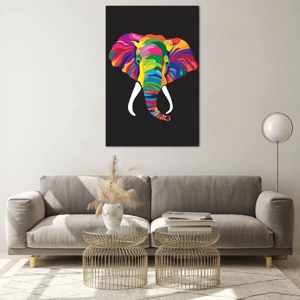 Schilderen op glas - De olifant die ervan hield om in de regenboog te baden - 80x120 cm