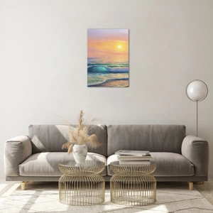 Schilderen op glas - Een turquoise lied van de golven - 50x70 cm