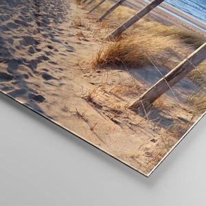 Schilderen op glas - Het geluid van de zee, het zingen van vogels, een wild strand tussen het gras... - 100x40 cm