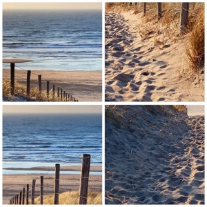 Schilderen op glas - Het geluid van de zee, het zingen van vogels, een wild strand tussen het gras... - 140x50 cm